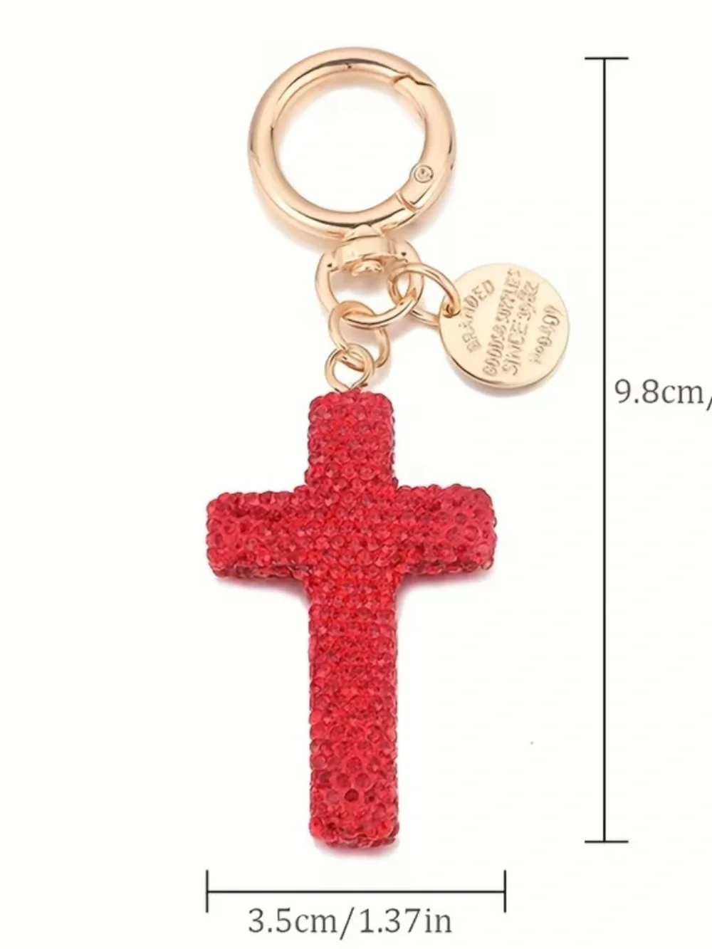 ClearCrystal Pave Cross Keychain bag charm with Gold Hardware nwt